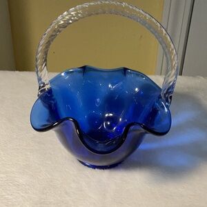 Fenton Blue Glass Art Collection with Organic Forms
